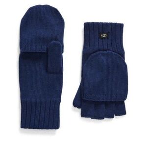 UGG MENS FLIP CONVERTIBLE MITTENS FINGERLESS GLOVES NAVY BLUE SIZE L/XL NWT